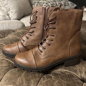 Brown Lace-Up Ankle Boots